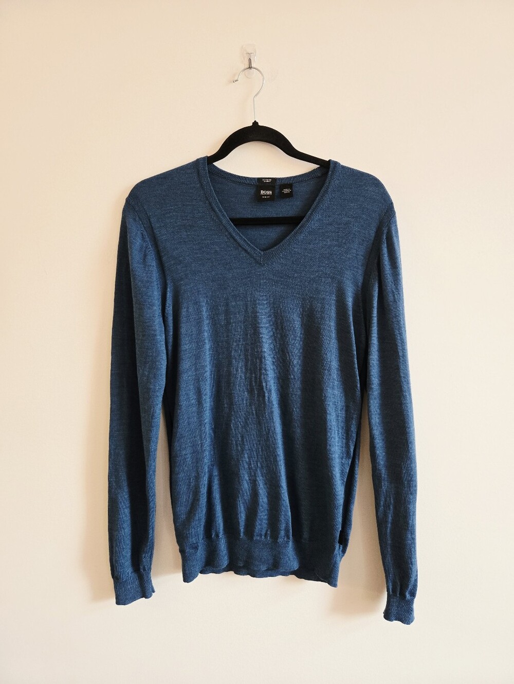 BOSS HUGO BOSS I S Extra Fine Merino Wool Slim Fit Knit Sweater I blue